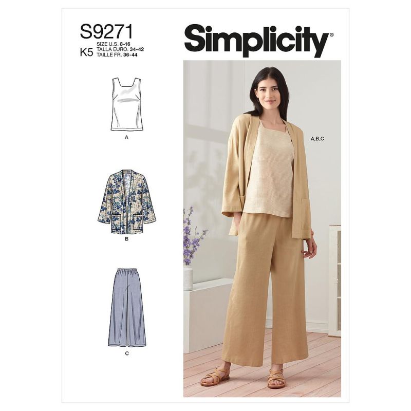 Patron Simplicity 9271.K5 - Ensemble Top, Veste et Pantalon