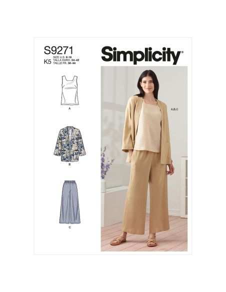Patron Simplicity 9271.K5 - Ensemble Top, Veste et Pantalon