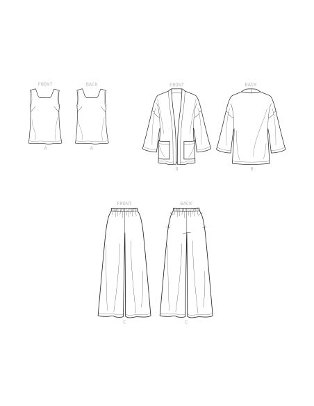 Patron Simplicity 9271.K5 - Ensemble Top, Veste et Pantalon