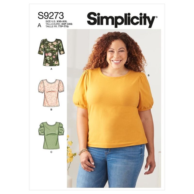 Patron Simplicity 9273.A - Top en maille, encolure arrondie avec variations de manches