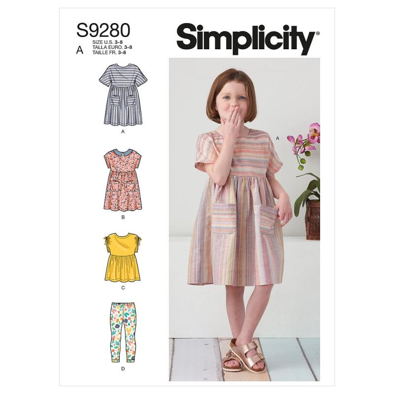 Patron Simplicity 9280.A - Ensemble Fille Top, Robe & Legging