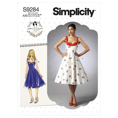 Patron Simplicity 9284.D5 - Robe Femme avec haut ajusté et décolleté cœur