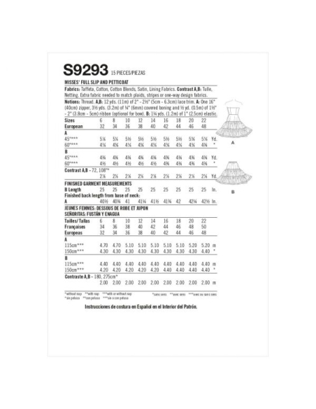 Patron Simplicity 9293.A5 - Jupon et bustier Femme