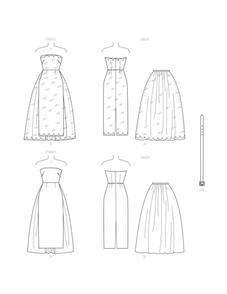 Patron Simplicity 9289.E5 - Robe bustier avec jupe détachable et ceinture