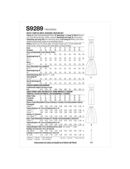 Patron Simplicity 9289.A5 - Robe bustier avec jupe détachable et ceinture