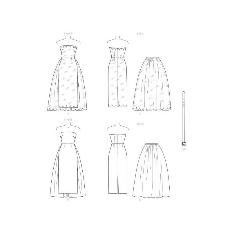 Patron Simplicity 9289.A5 - Robe bustier avec jupe détachable et ceinture