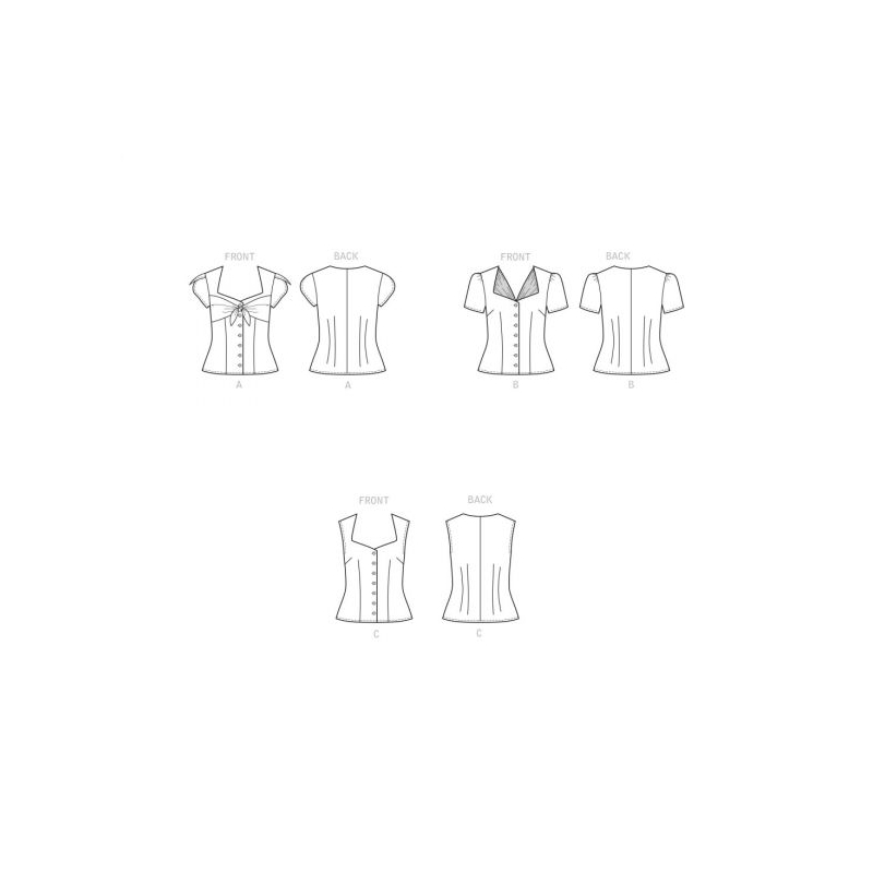 Patron Simplicity 9287.D5 - Top Femme avec décolleté en cœur, boutonné au devant