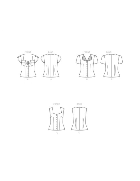 Patron Simplicity 9287.D5 - Top Femme avec décolleté en cœur, boutonné au devant