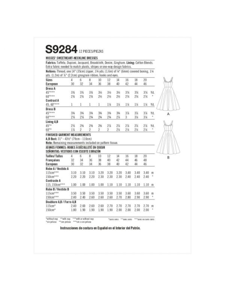 Patron Simplicity 9284.D5 - Robe Femme avec haut ajusté et décolleté cœur