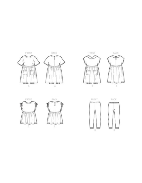 Patron Simplicity 9280.A - Ensemble Fille Top, Robe & Legging