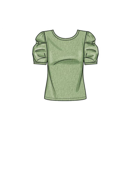 Patron Simplicity 9273.A - Top en maille, encolure arrondie avec variations de manches