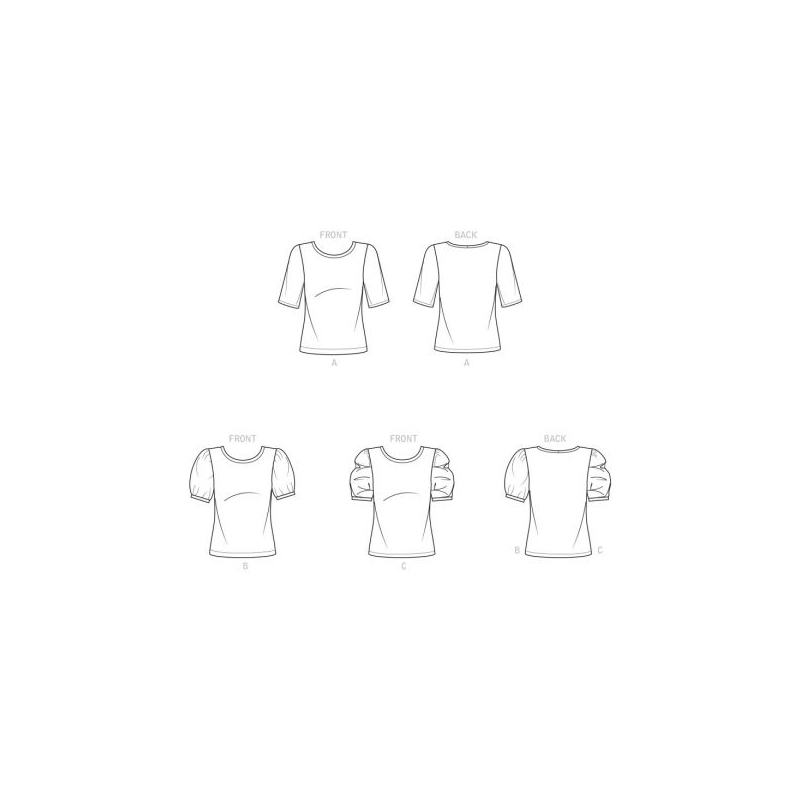 Patron Simplicity 9273.A - Top en maille, encolure arrondie avec variations de manches