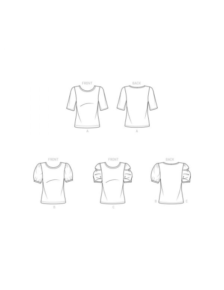 Patron Simplicity 9273.A - Top en maille, encolure arrondie avec variations de manches