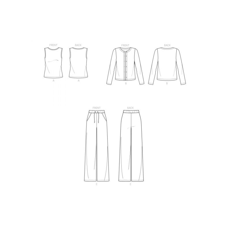 Patron Simplicity 9272.A - Ensemble maille Cardigan, Top et Pantalon