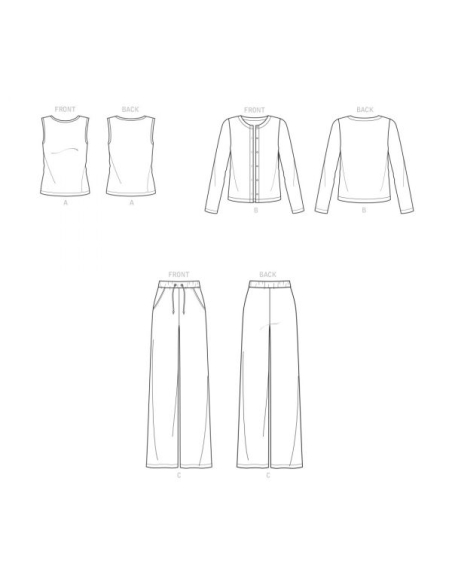 Patron Simplicity 9272.A - Ensemble maille Cardigan, Top et Pantalon