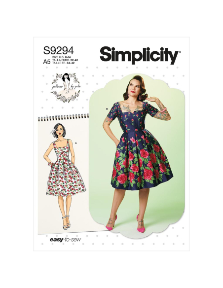 Patron Simplicity 9294.A5 - Robe avec haut ajusté et décolleté carré