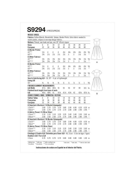 Patron Simplicity 9294.E5 - Robe avec haut ajusté et décolleté carré