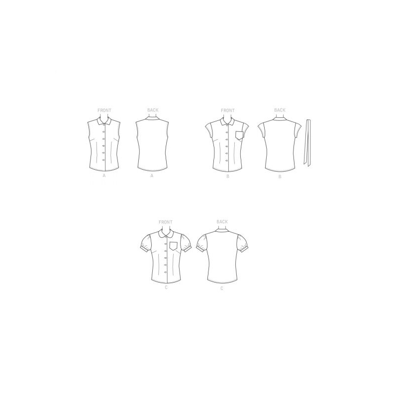 Patron Simplicity 9295.A5 - Chemise ajustée avec variations de cols et manches
