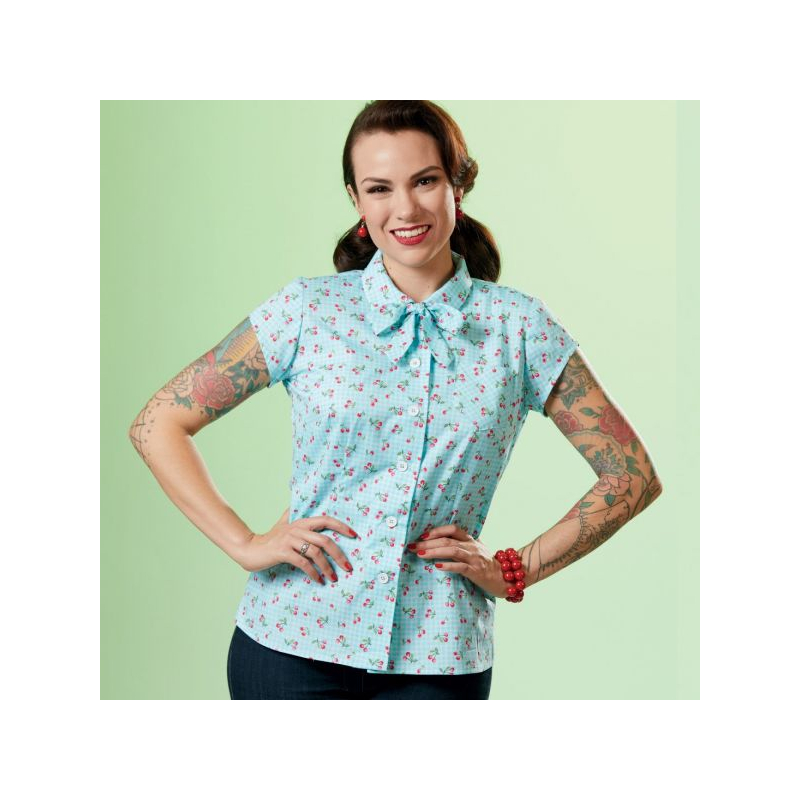 Patron Simplicity 9295.E5 - Chemise ajustée avec variations de cols et manches