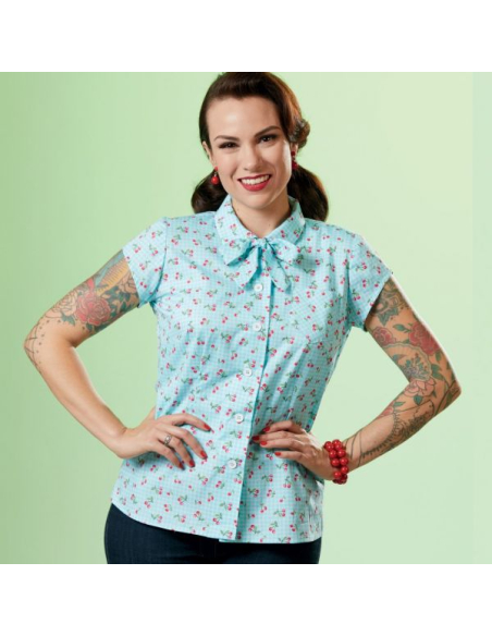 Patron Simplicity 9295.E5 - Chemise ajustée avec variations de cols et manches