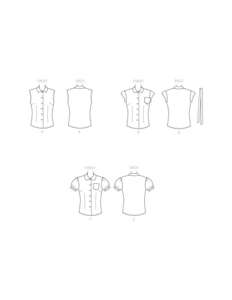 Patron Simplicity 9295.E5 - Chemise ajustée avec variations de cols et manches