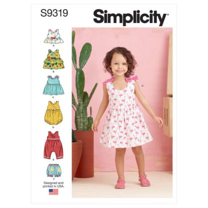 Patron Simplicity 9319.CAA - Ensemble Enfant Top, Robe, Combinaison et Culotte