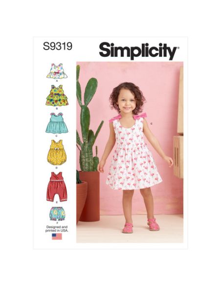 Patron Simplicity 9319.CAA - Ensemble Enfant Top, Robe, Combinaison et Culotte