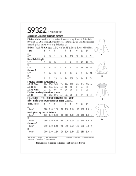 Patron Simplicity 9322.CHJ - Robe Enfant à enfilée