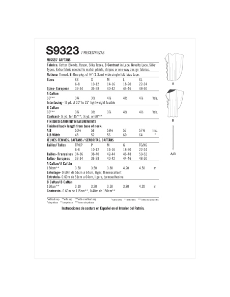 Patron Simplicity 9323.A - Robe Femme style Caftan