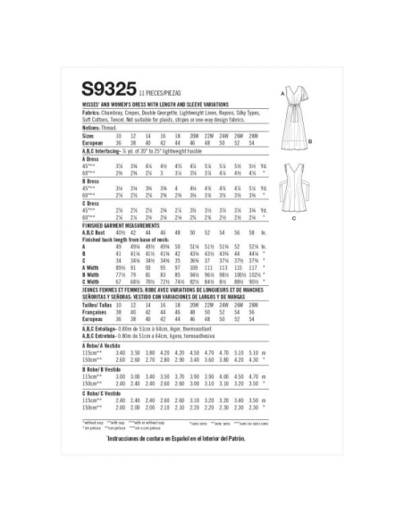 Patron Simplicity 9325.AA - Robe avec haut ajusté et empiècement