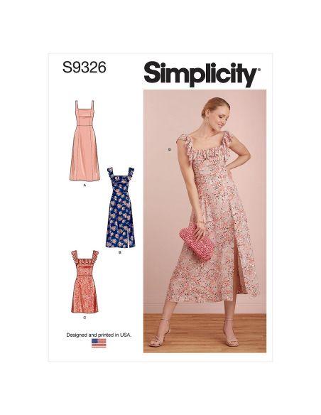 Patron Simplicity 9326.R5 - Robe Femme à bretelles avec haut ajusté