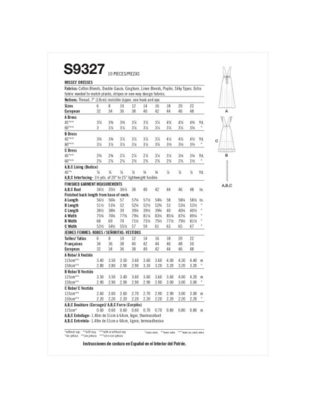 Patron Simplicity 9327.H5 - Robe Femme, décolleté V et bas évasés