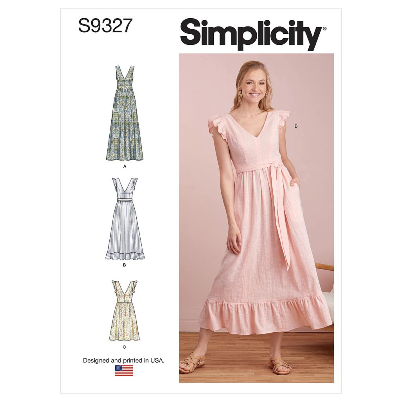 Patron Simplicity 9327.R5 - Robe Femme, décolleté V et bas évasés