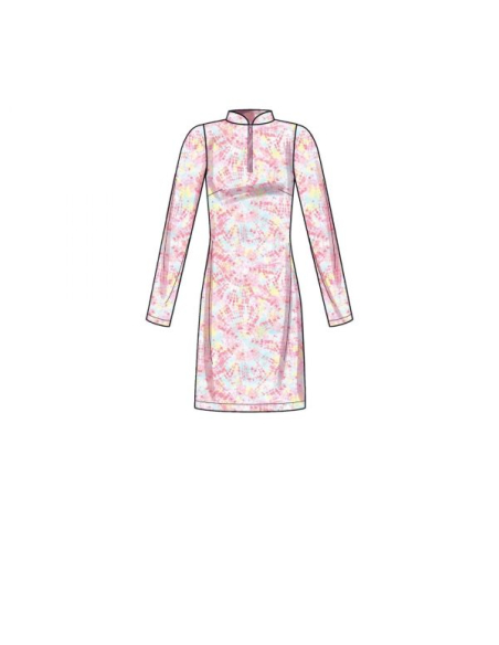 Patron Simplicity 9328.H5 - Robe et Top en maille avec col montant et 1/2 zip