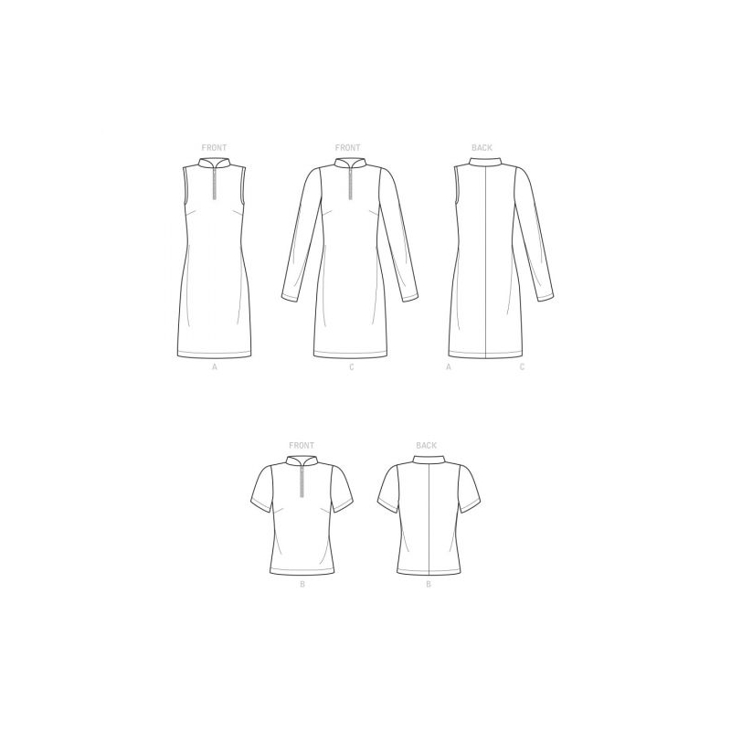 Patron Simplicity 9328.H5 - Robe et Top en maille avec col montant et 1/2 zip