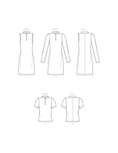 Patron Simplicity 9328.H5 - Robe et Top en maille avec col montant et 1/2 zip
