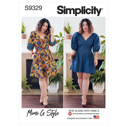 Patron Simplicity 9329.H5 - Robe avec haut croisé et manches raglan bouffantes