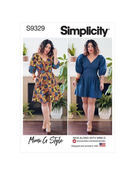 Patron Simplicity 9329.H5 - Robe avec haut croisé et manches raglan bouffantes