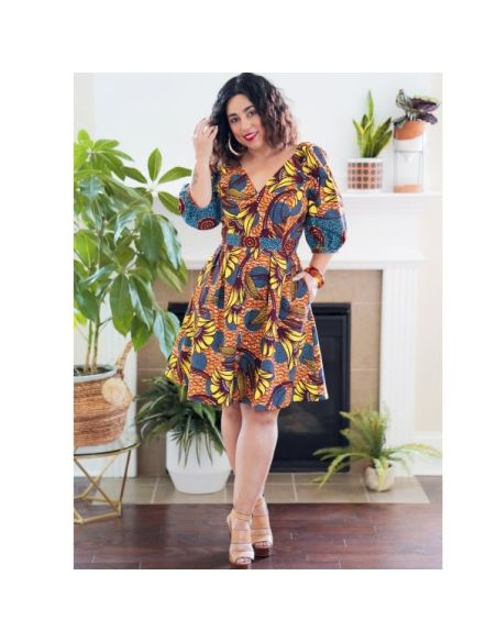 Patron Simplicity 9329.H5 - Robe avec haut croisé et manches raglan bouffantes