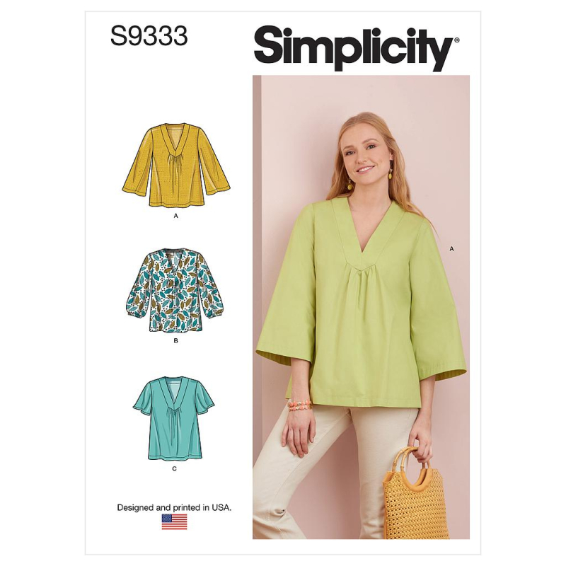 Patron Simplicity 9333.H5 - Top ample avec décolleté V et variations de manches