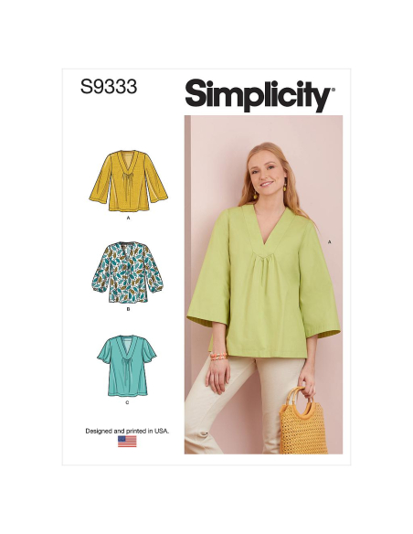 Patron Simplicity 9333.H5 - Top ample avec décolleté V et variations de manches