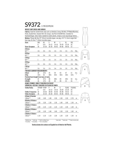 Patron Simplicity 9372.A - Robe et haussements d'épaules pour femme