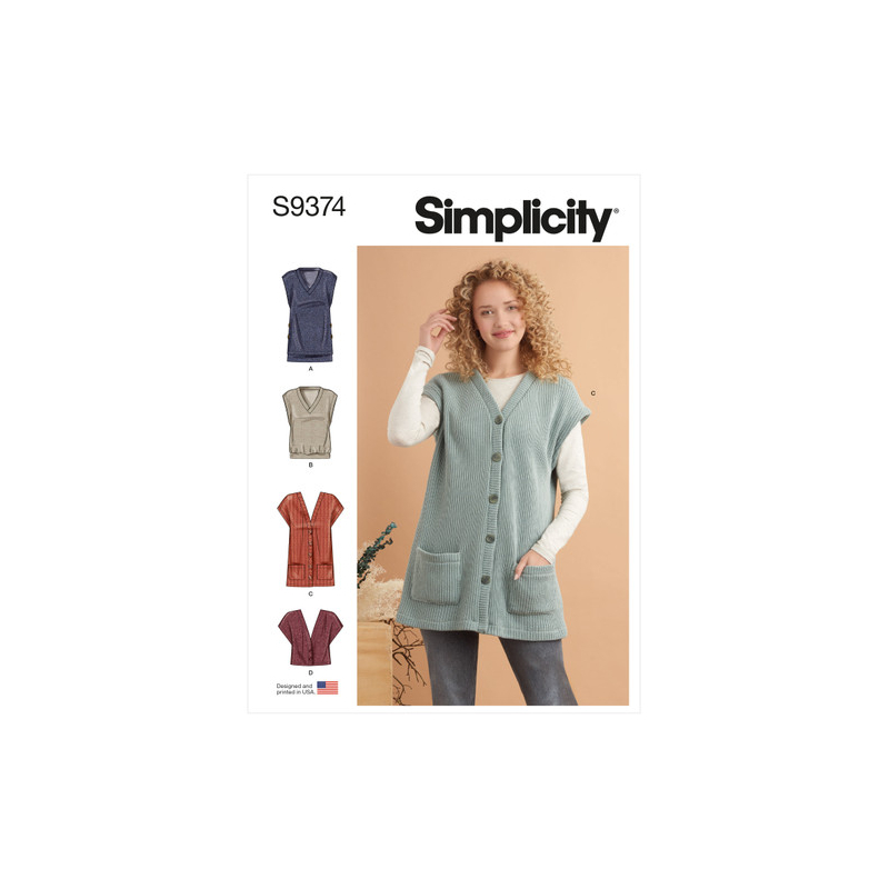 Patron Simplicity 9374.A - Gilets en tricot pour femme