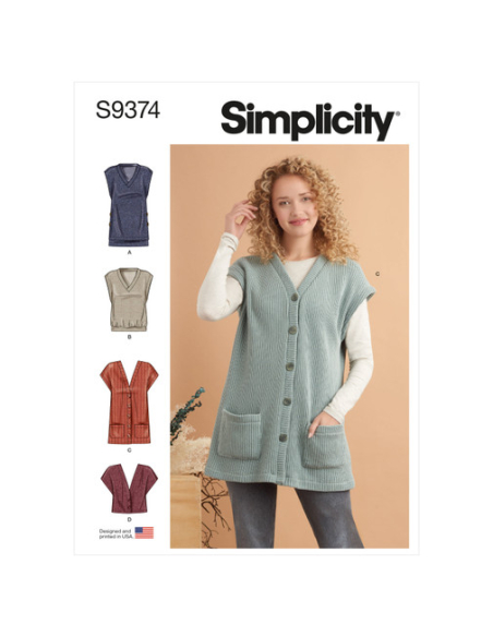 Patron Simplicity 9374.A - Gilets en tricot pour femme