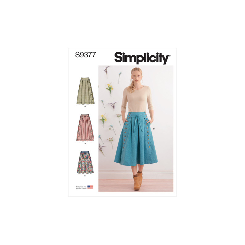 Patron Simplicity 9377.H5 - Jupes évasées pour femme en deux longueurs