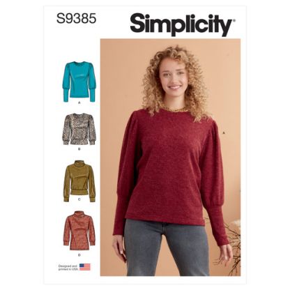 Patron Simplicity 9385.H5 - Hauts en tricot pour femme avec variations de longueur et de manches
