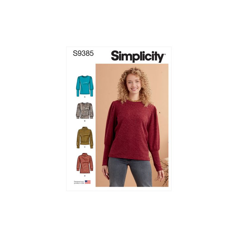 Patron Simplicity 9385.H5 - Hauts en tricot pour femme avec variations de longueur et de manches