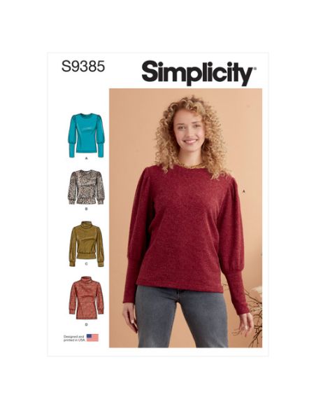 Patron Simplicity 9385.U5 - Hauts en tricot pour femme avec variations de longueur et de manches