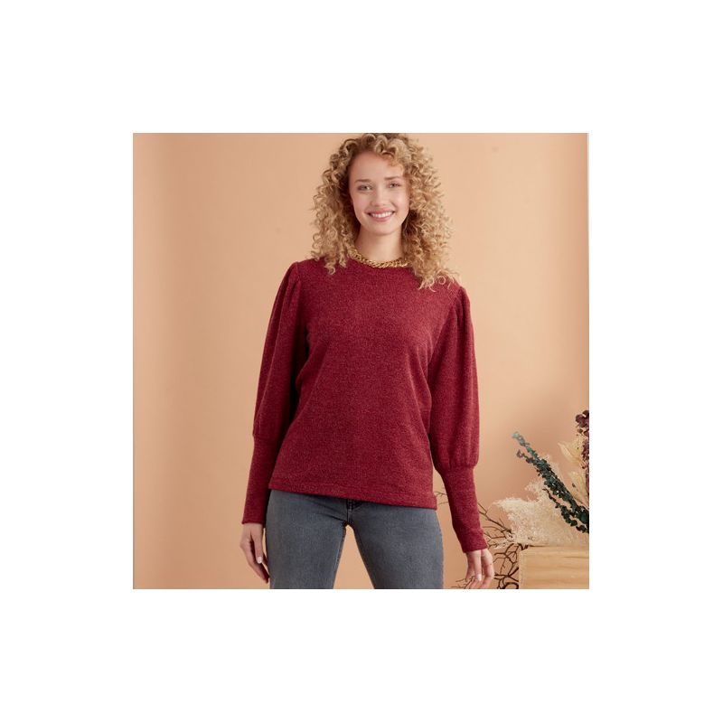 Patron Simplicity 9385.H5 - Hauts en tricot pour femme avec variations de longueur et de manches
