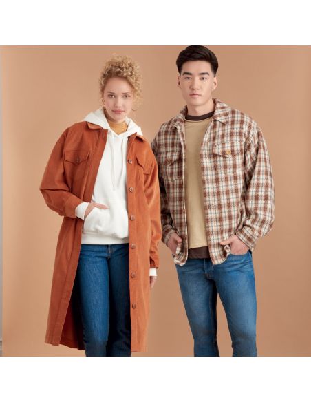 Patron Simplicity 9388.A- Vestes chemise unisexe